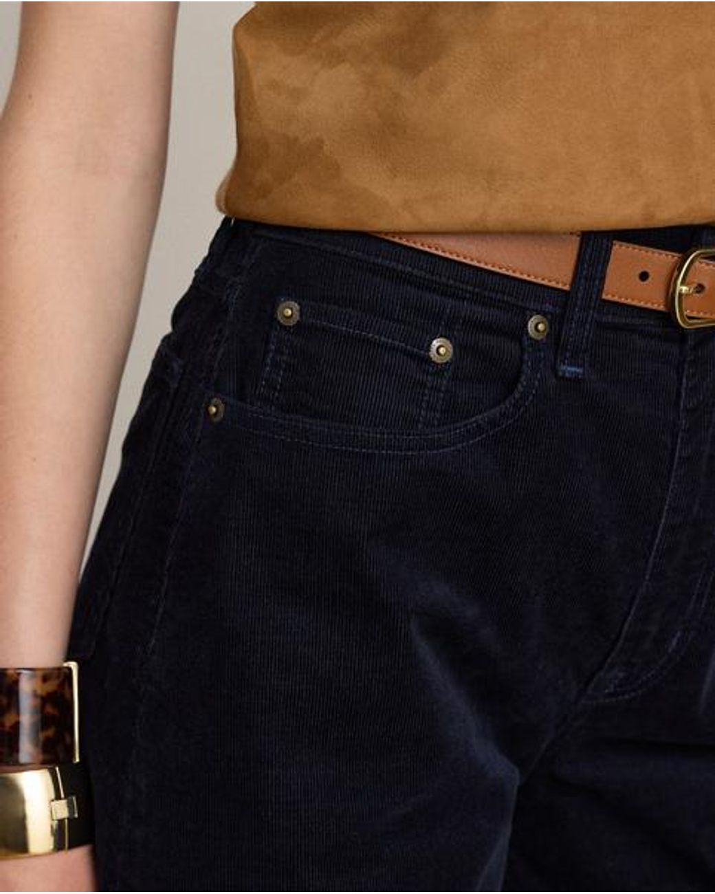 Ralph Lauren Black Corduroy High-Rise Super Wide-Leg Pant