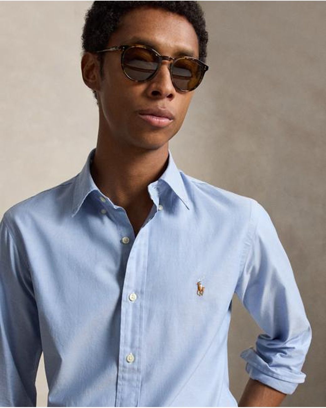 Polo Ralph Lauren Blue Custom Fit Stretch Oxford Shirt for men