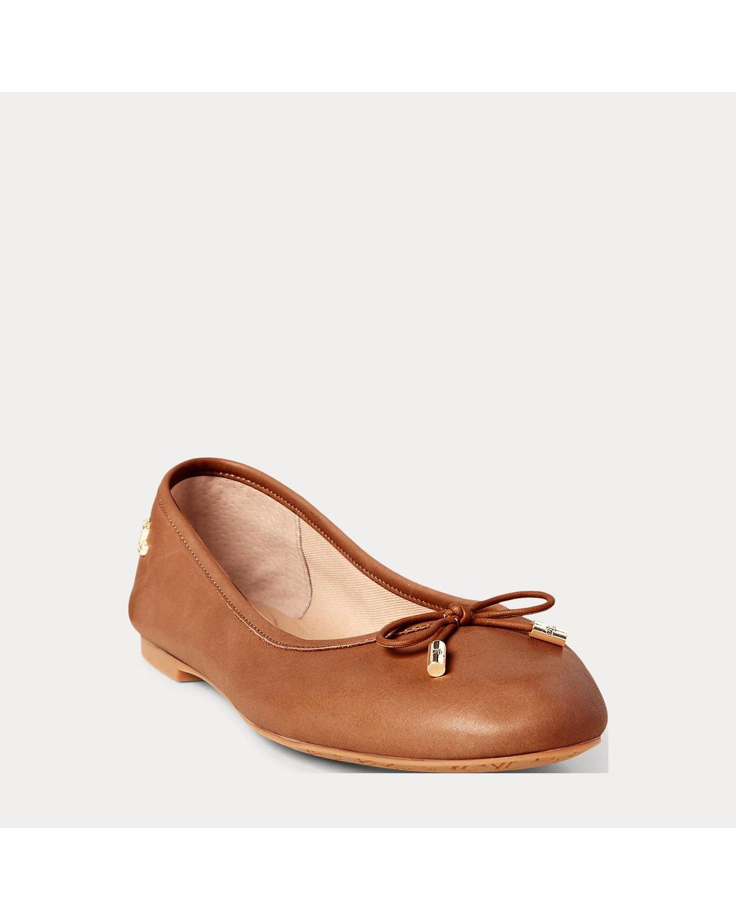 Ralph Lauren Brown Jayna Leather Flat