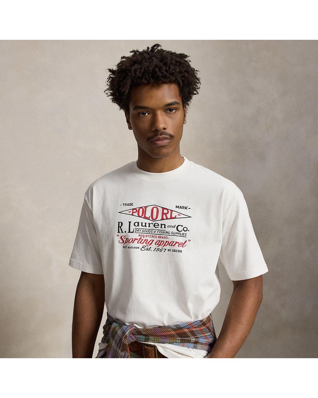 Polo Ralph Lauren White Jersey Relaxed-Fit Graphic T-Shirt for men