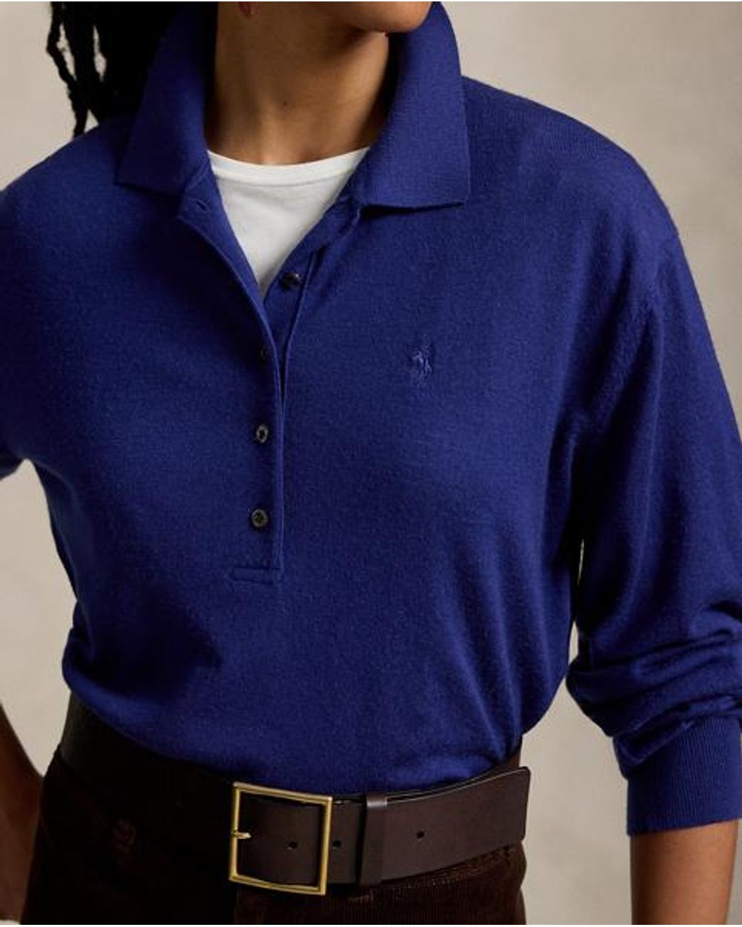 Polo Ralph Lauren Blue Wool Polo-Collar Jumper