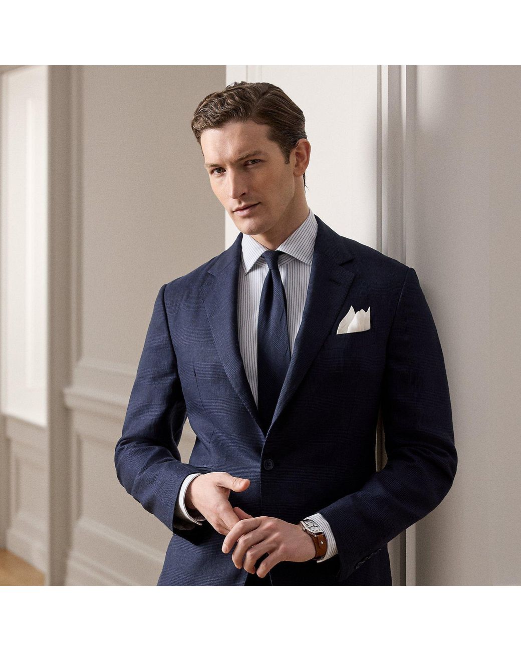 Ralph Lauren Blue Kent Hand-Tailored Plaid Suit Jacket for men