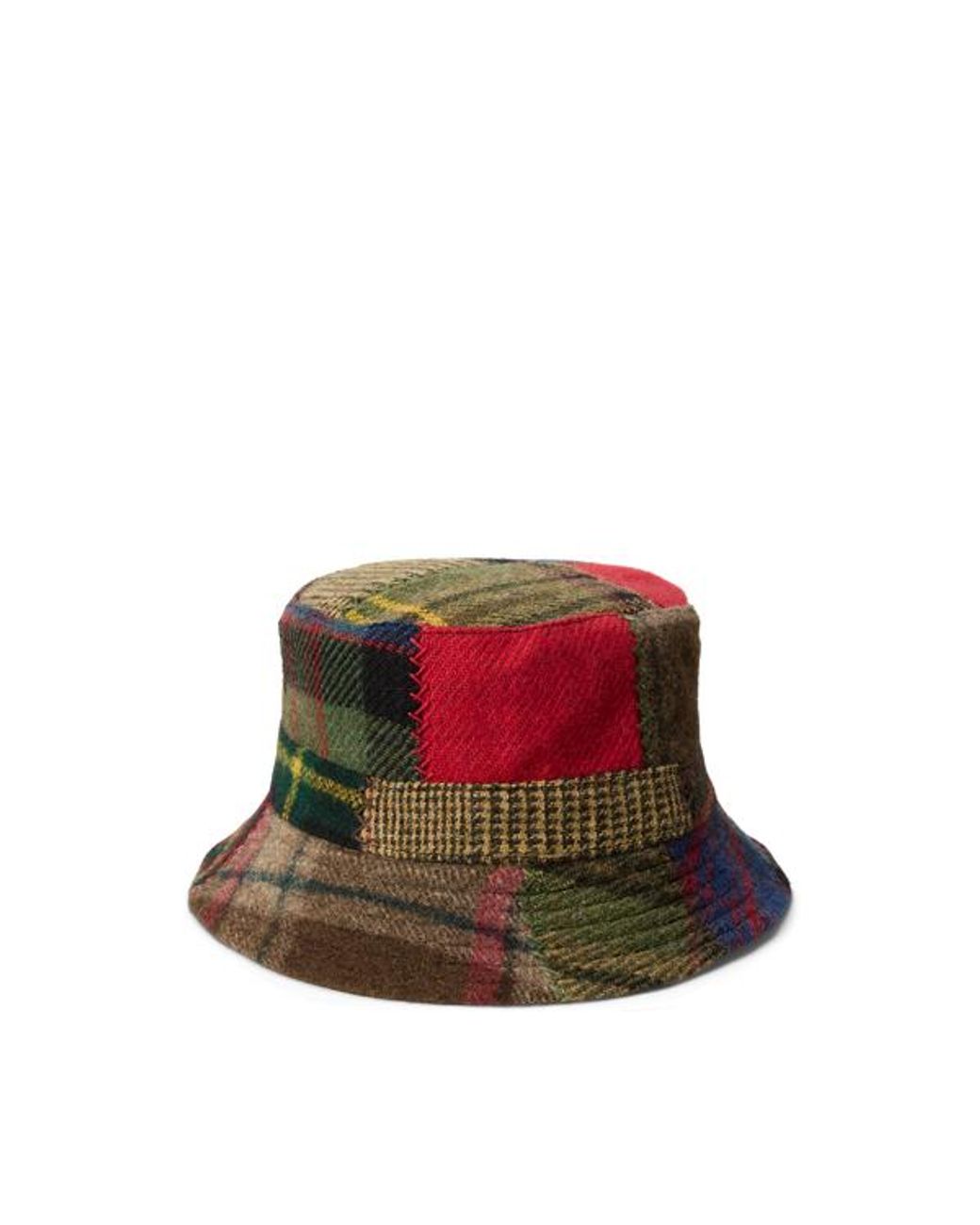 Polo Ralph Lauren Green Patchwork Wool Plaid Bucket Hat for men