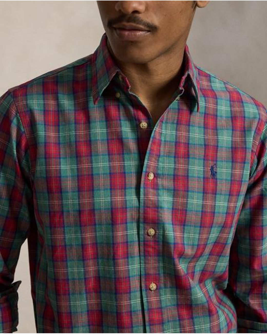 Polo Ralph Lauren Blue Custom Fit Plaid Oxford Shirt for men