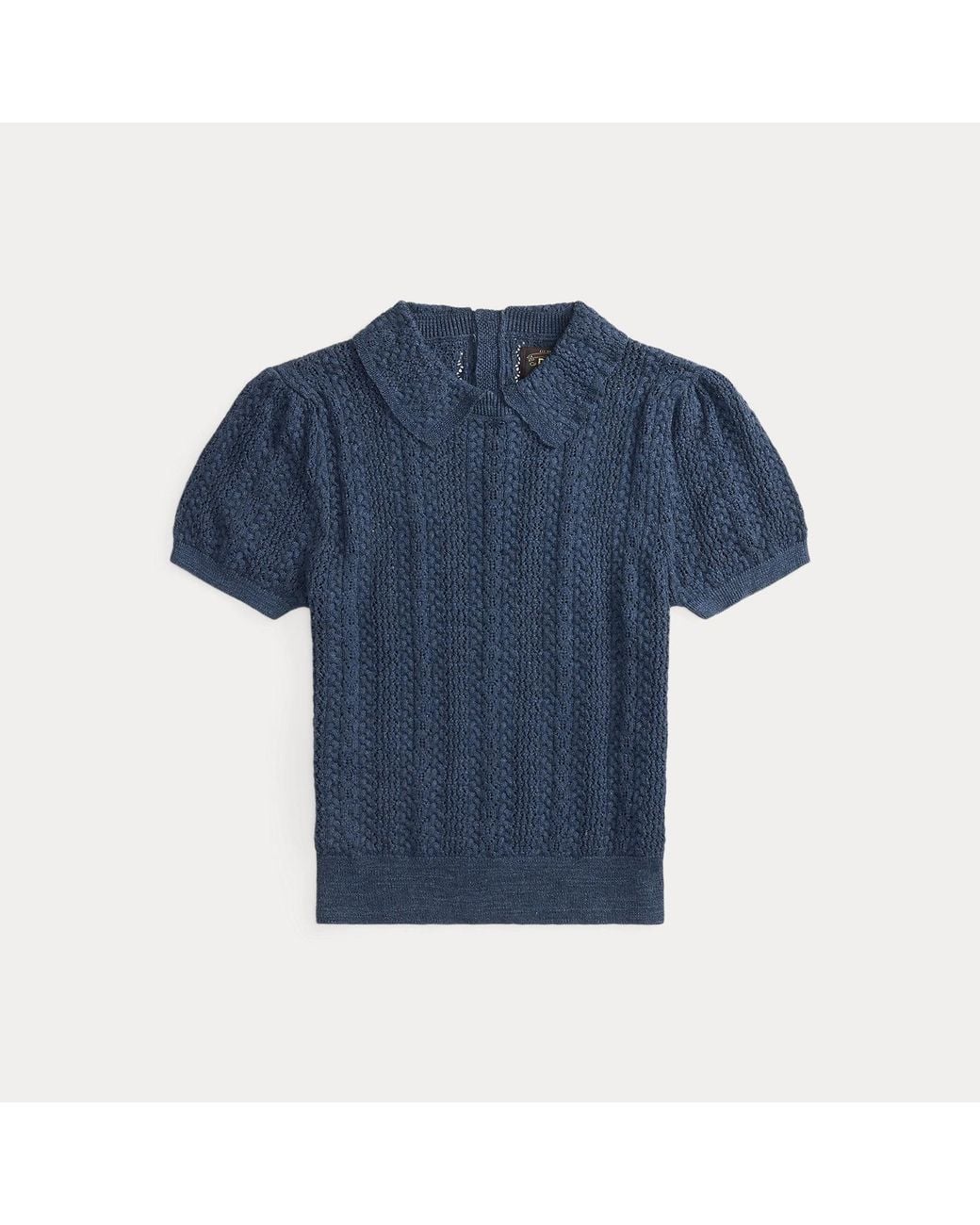 RRL Gray Cable-Knit Cotton Pointelle Jumper