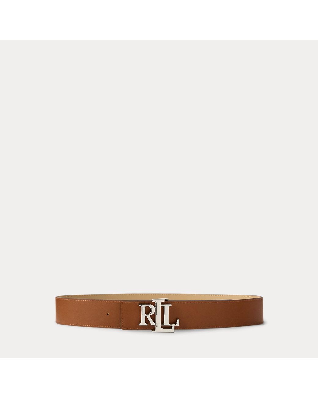Ralph Lauren Brown Reversible Wide Leather Logo Belt