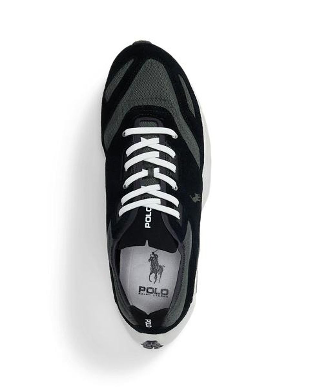 Polo Ralph Lauren Black Boerum Suede-Paneled Knit Sneaker for men