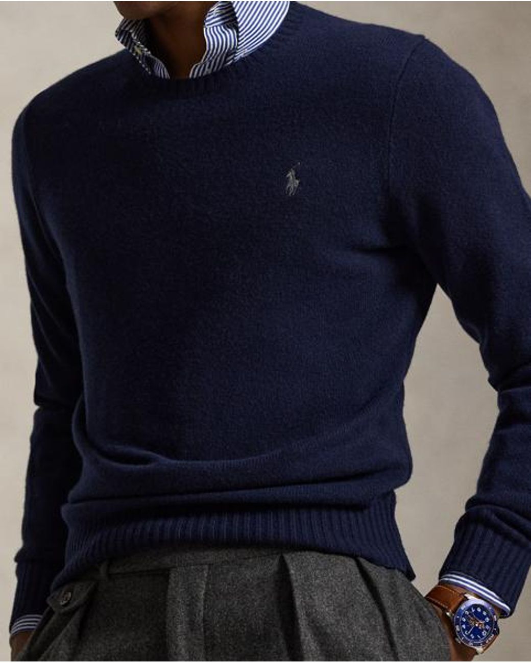 Polo Ralph Lauren Blue Wool-Cashmere Crewneck Jumper for men