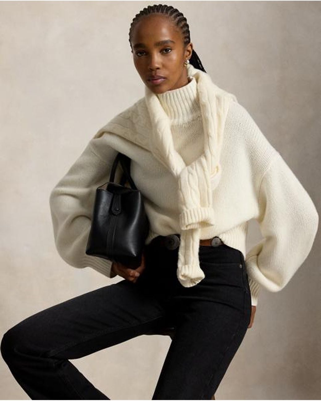 Polo Ralph Lauren Natural Cashmere Funnelneck Jumper