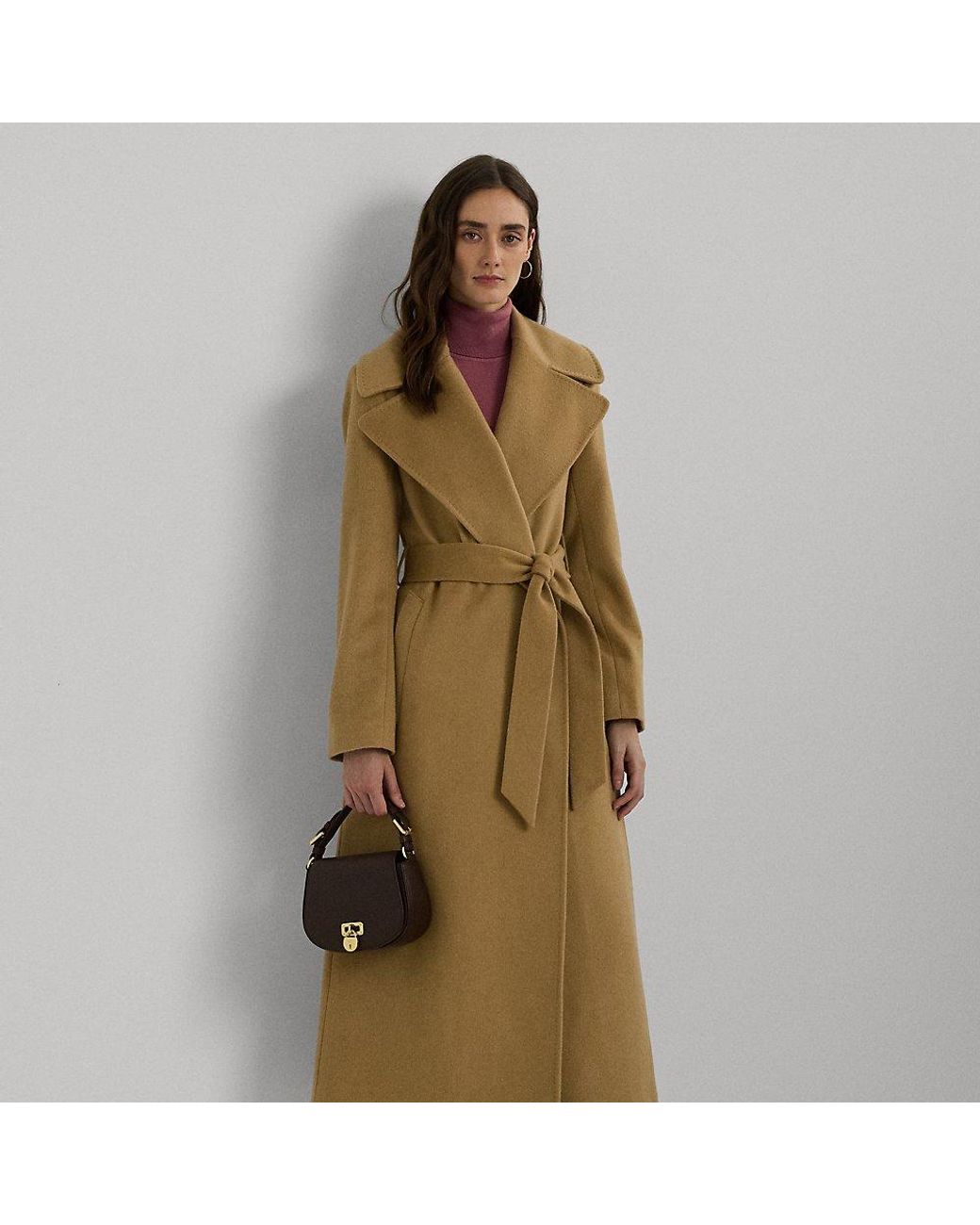 Ralph Lauren Petite Belted Wool blend Wrap Coat in Green Lyst UK