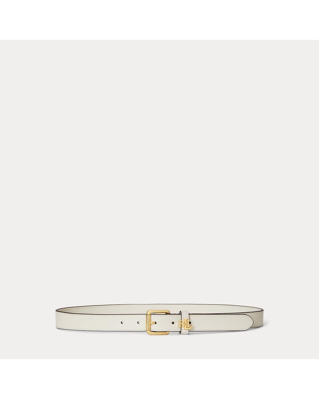 Ralph Lauren Natural Logo-Keeper Skinny Leather Belt