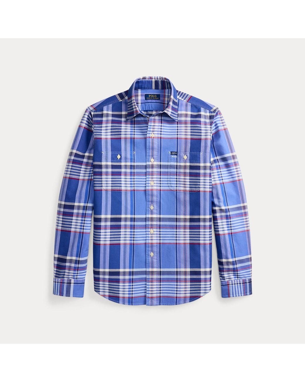 Polo Ralph Lauren Blue Classic Fit Plaid Oxford Workshirt for men