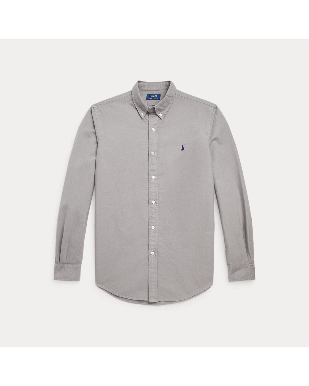 Polo Ralph Lauren Gray Slim Fit Garment-Dyed Oxford Shirt for men
