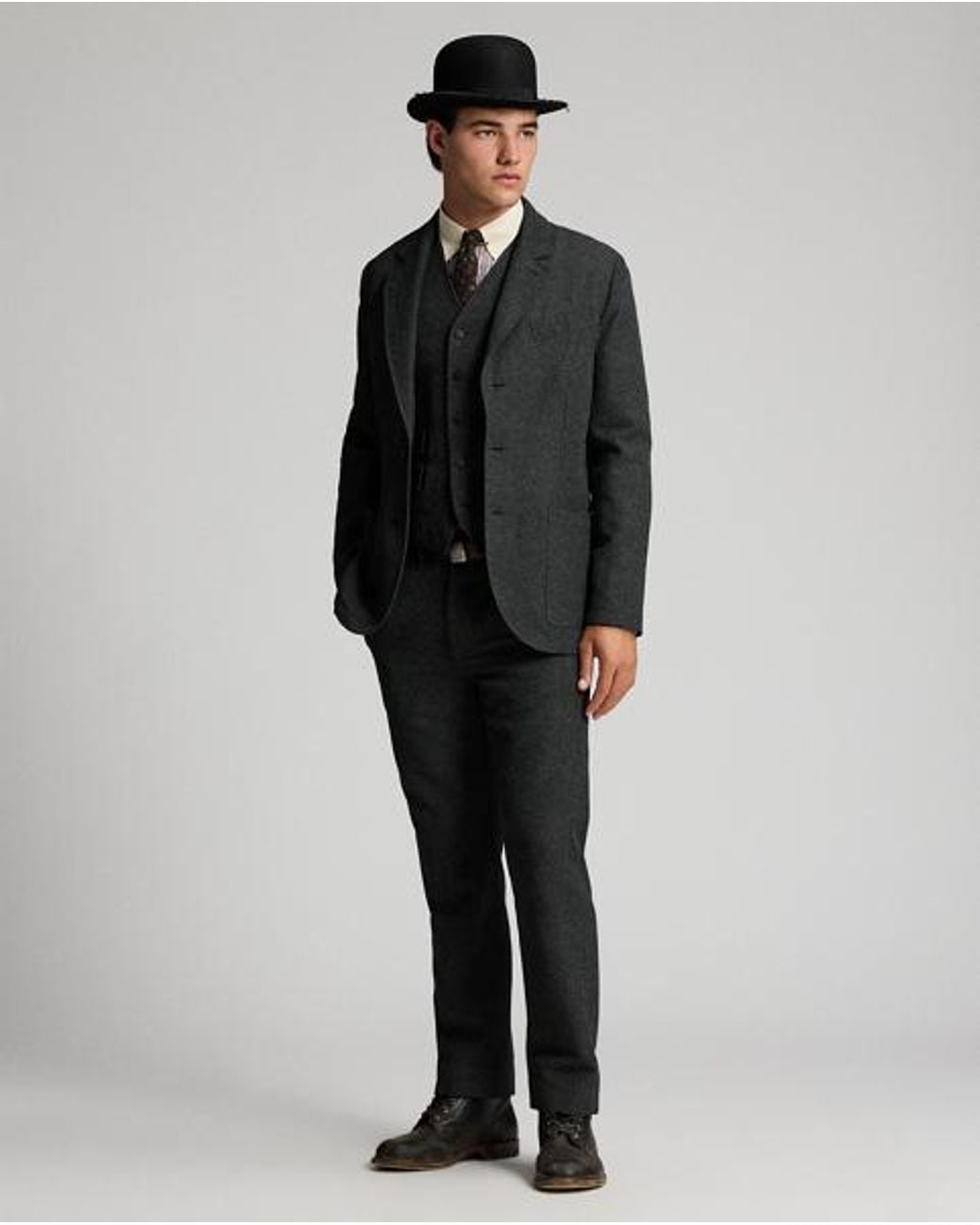 RRL Black Unconstructed Herringbone Sport Coat for men