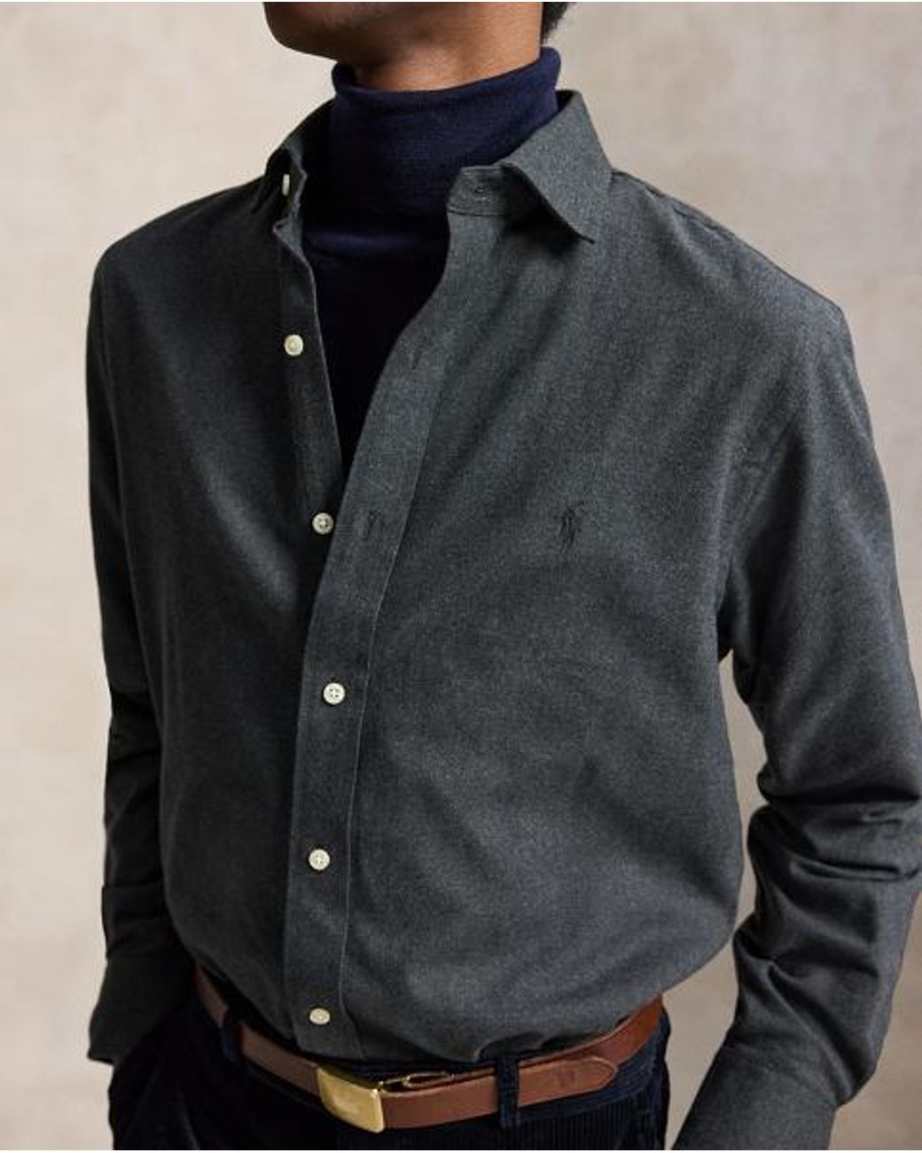 Polo Ralph Lauren Black Custom Fit Performance Twill Shirt for men