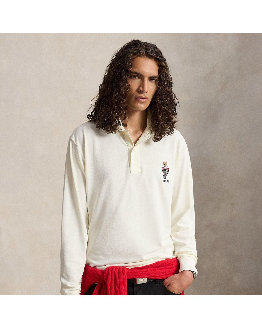 Polo Ralph Lauren White Polo Bear Mesh Polo Shirt for men