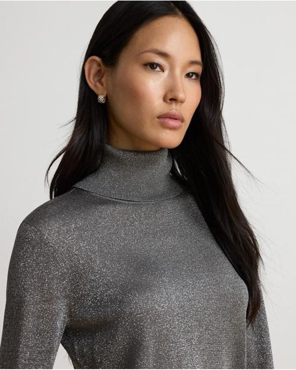 Ralph Lauren Gray Metallic Roll Neck Jumper