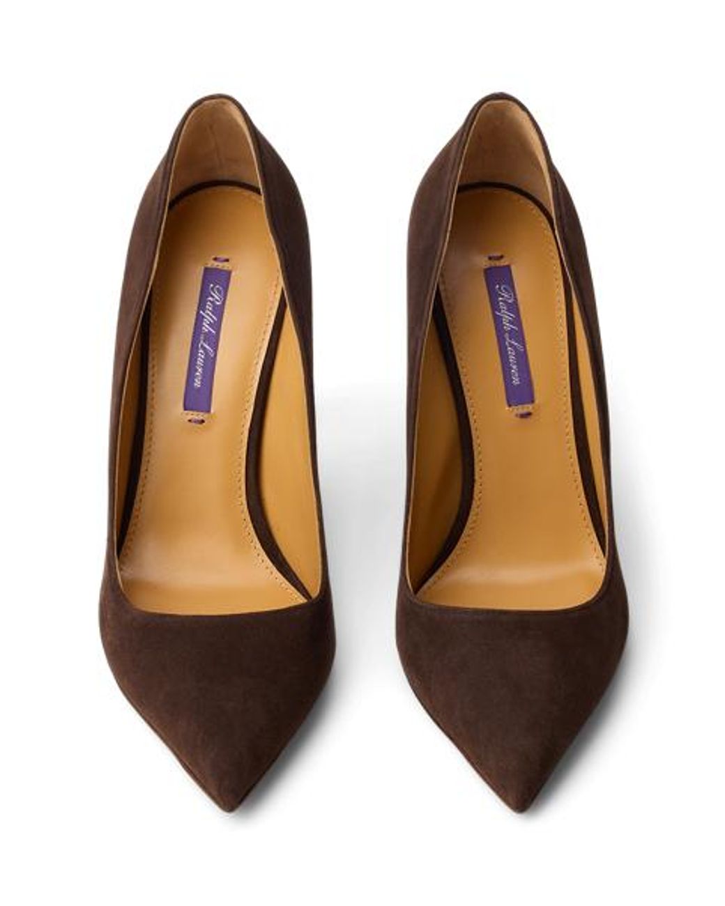 Ralph Lauren Brown Celia 100 Mm Goat-Suede Pump