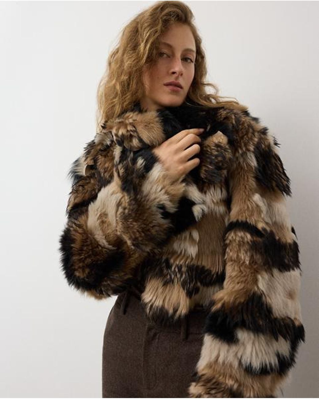 Ralph Lauren Marnie Patchwork Lammy Jas in het Brown