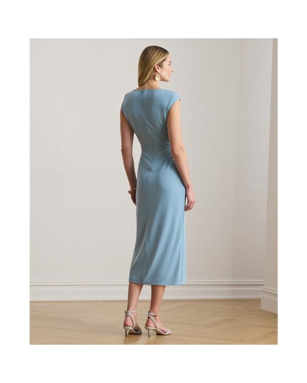 fitted jersey prom dress Ralph Lauren Pleated Cap-Sleeve in Blue WebColor_TRUEBLACK