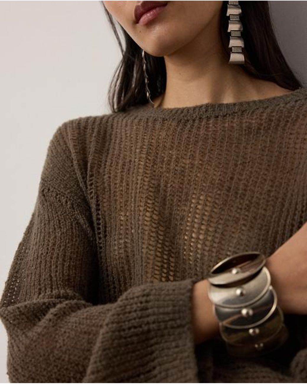 Ralph Lauren Brown Bouclé Cashmere-Blend Boatneck Jumper