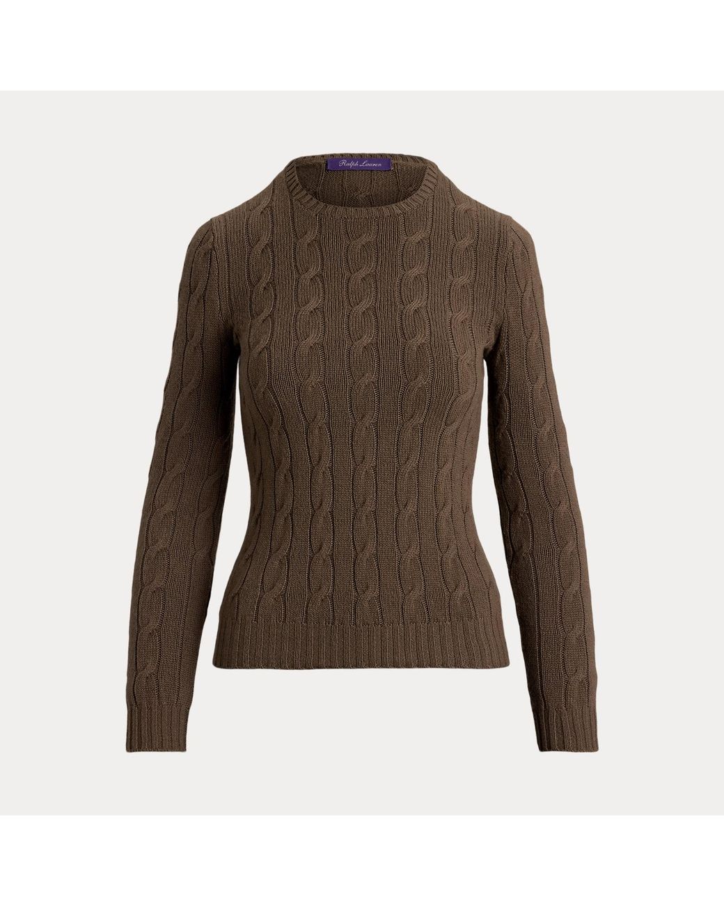 Ralph Lauren Brown Cable-Knit Cashmere Crewneck Jumper