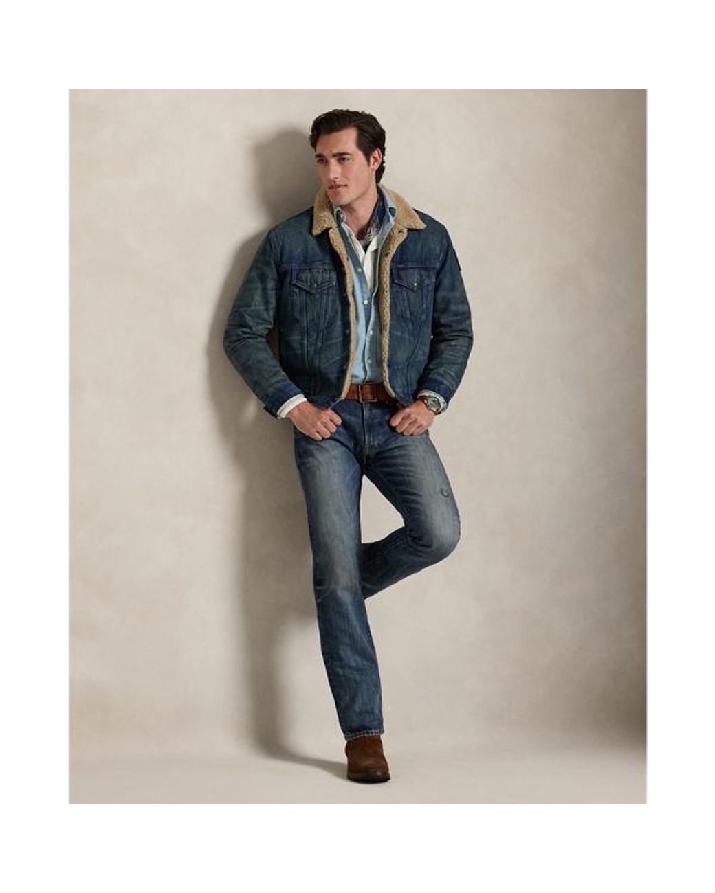 Ralph Lauren Fleece-lined Trucker Jacket in Blue for Men | Lyst