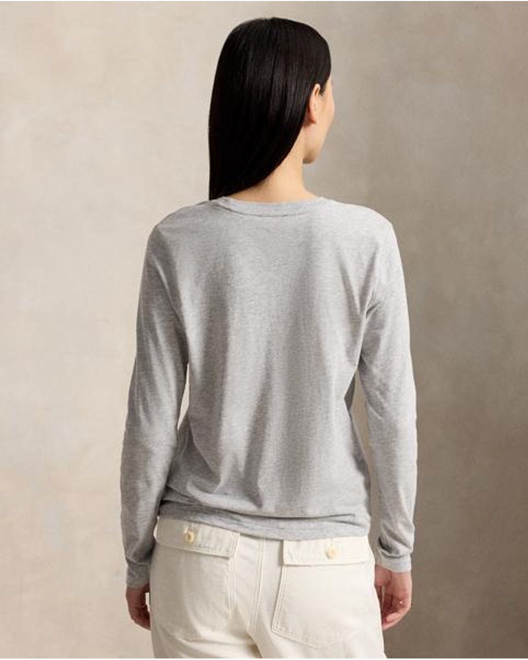 Polo Ralph Lauren Gray Long-Sleeve Jersey Crewneck T-Shirt