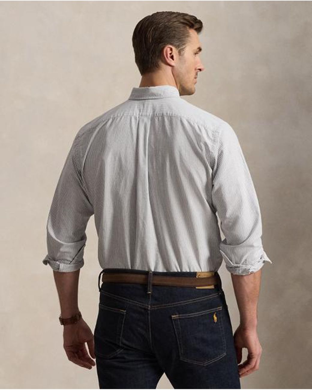 Ralph Lauren Gray Striped Oxford Shirt for men