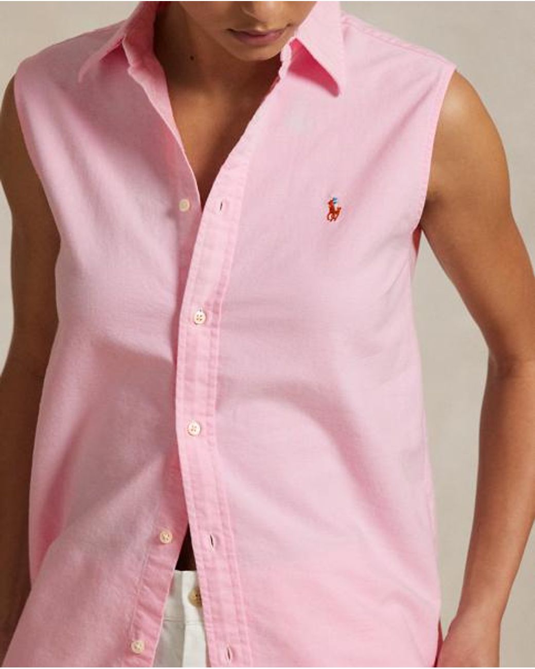 Polo Ralph Lauren Pink Cotton Oxford Sleeveless Shirt