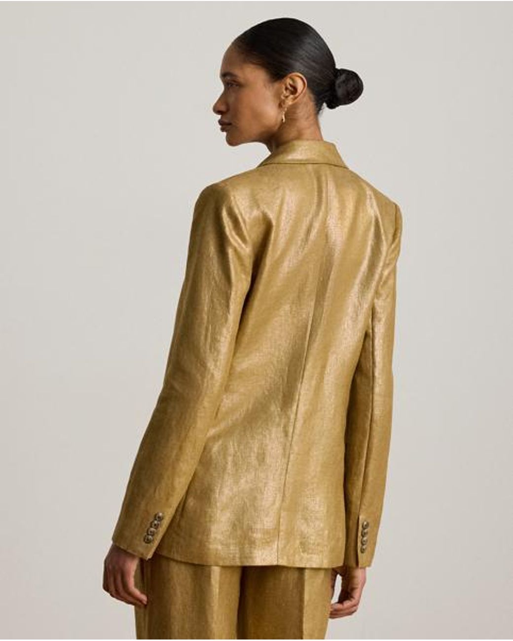 Ralph Lauren Green Foiled Linen Blazer