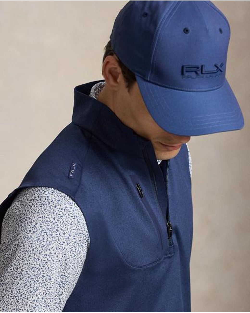 Ralph Lauren Blue Stretch Jersey Quarter-Zip Gilet for men