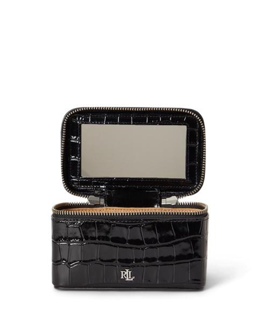 Ralph Lauren Blue Croc-Embossed Small Hallee Crossbody Bag