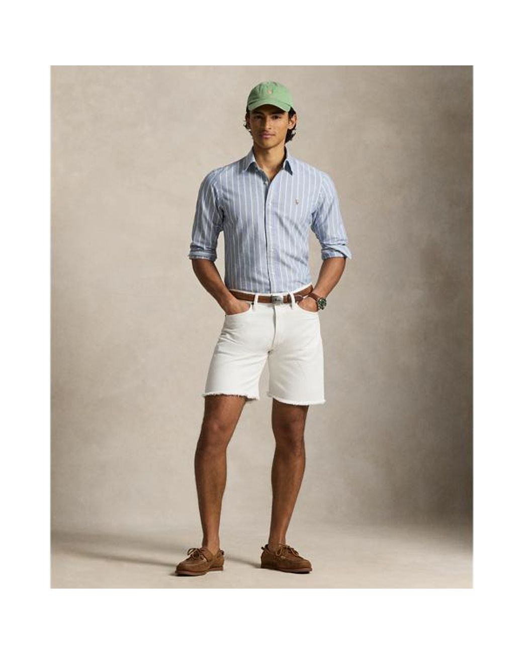 Polo Ralph Lauren Custom Fit Striped Oxford Shirt in Blue for Men | Lyst