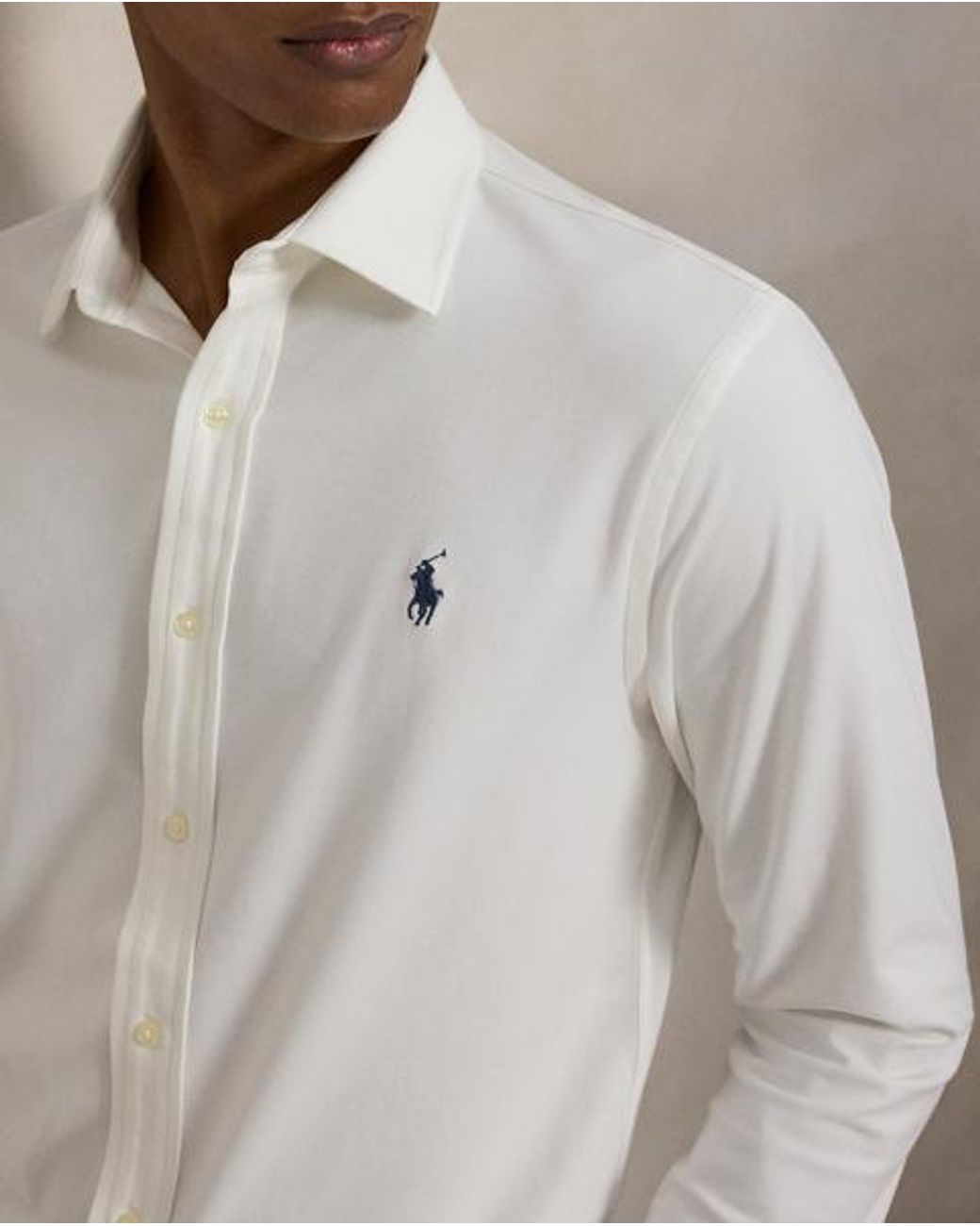 Polo Ralph Lauren White Stretch Knit Oxford Shirt for men
