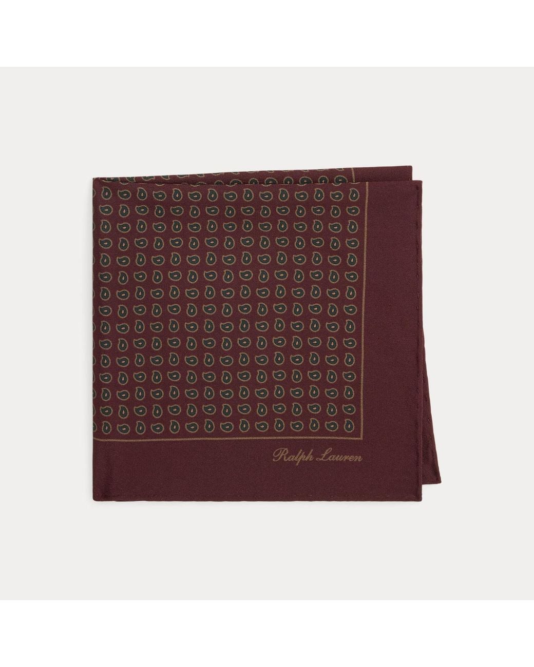 Ralph Lauren Purple Pine-Print Silk Pocket Square for men