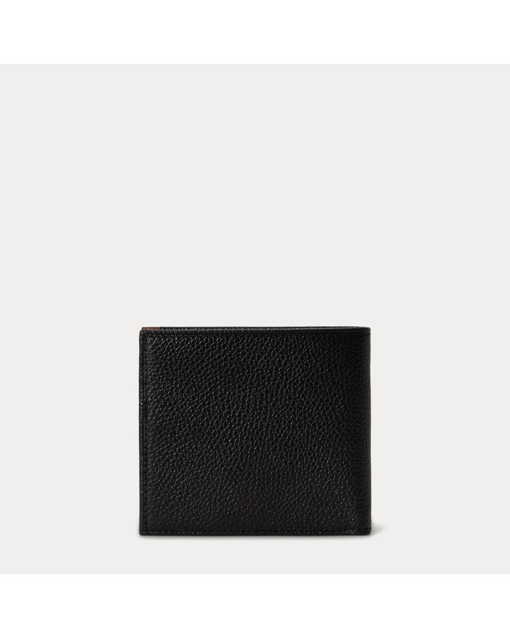 Polo Ralph Lauren Black Two-Tone Leather Billfold Wallet for men