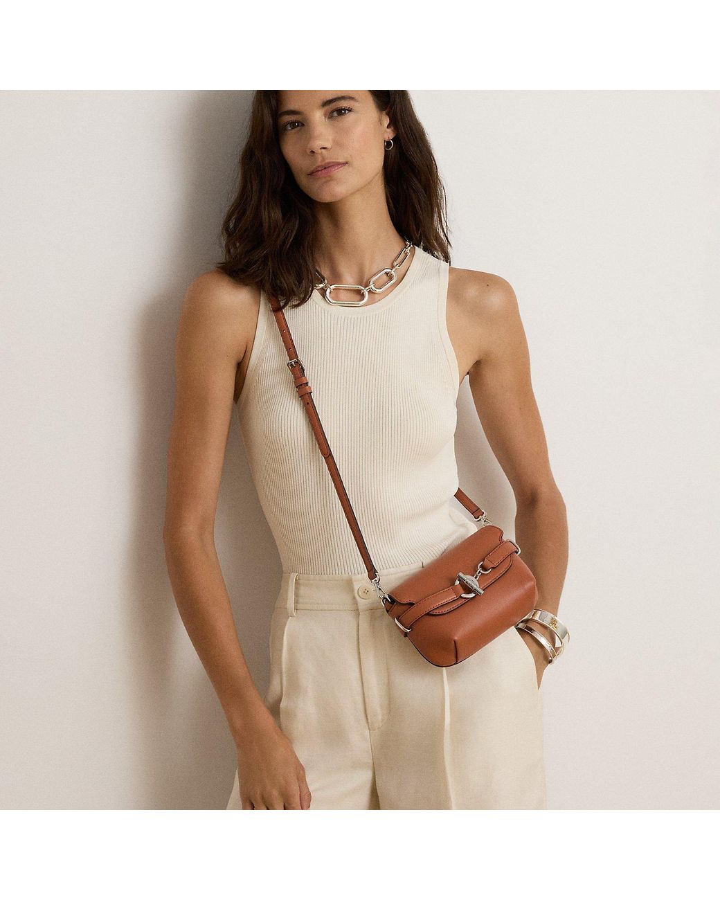 Ralph Lauren Purple Leather Small Blaike Crossbody Bag