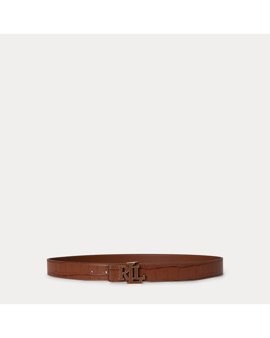 Ralph Lauren Blue Logo Reversible Croc-Embossed Belt