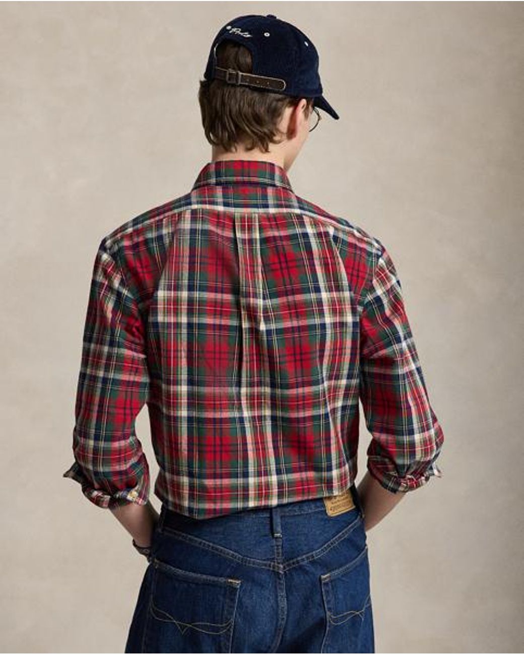 Polo Ralph Lauren Red Custom Fit Plaid Brushed Oxford Shirt for men
