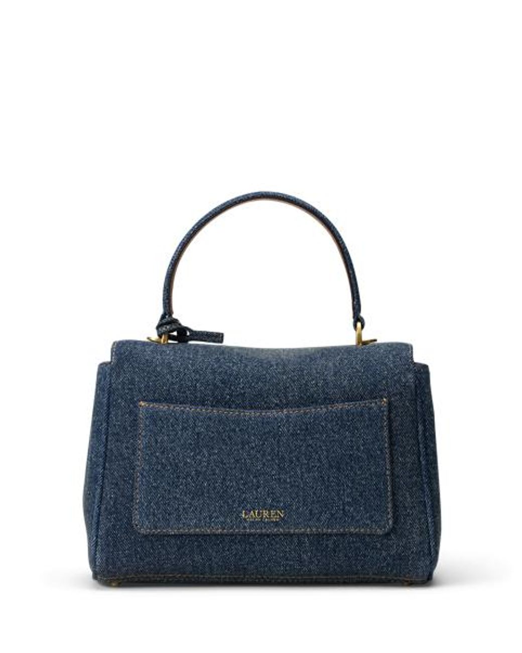 Ralph Lauren Natural Washed Denim Small Farrah Soft Satchel