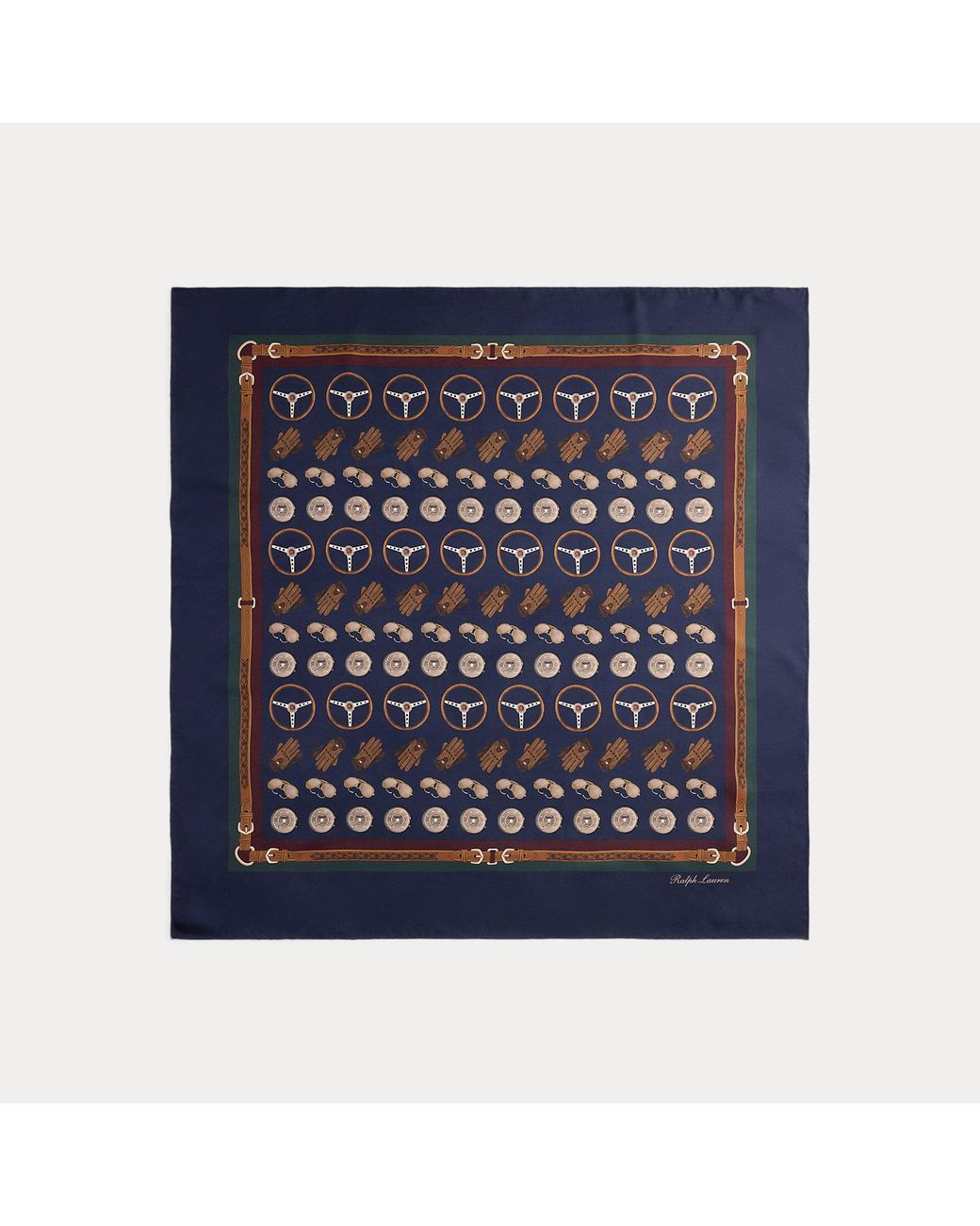 Ralph Lauren Blue Automotive-Print Silk Square Scarf for men