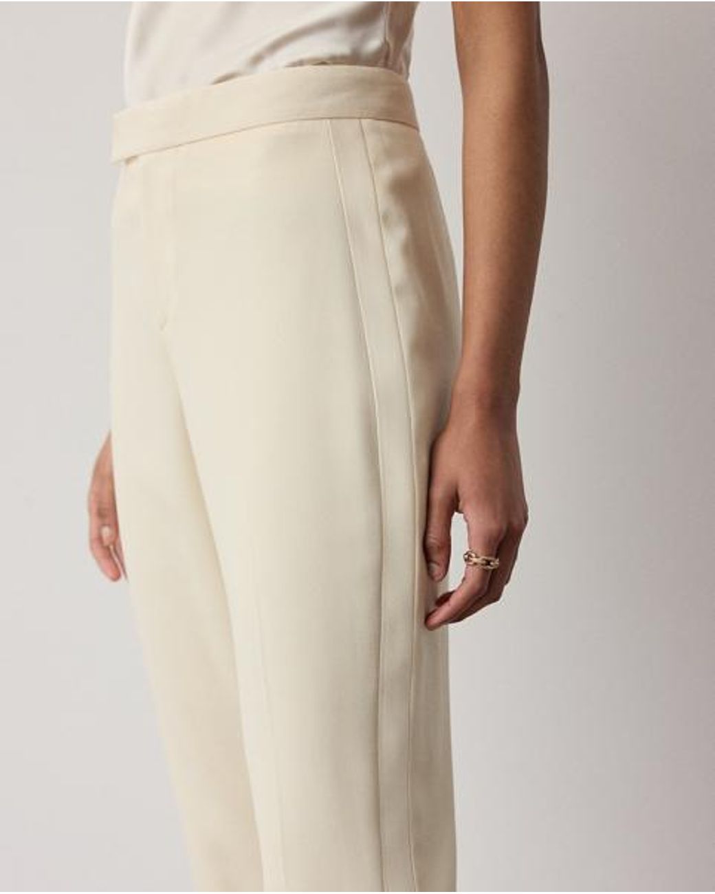 Ralph Lauren Natural Seth Wool Crepe Tuxedo Trouser