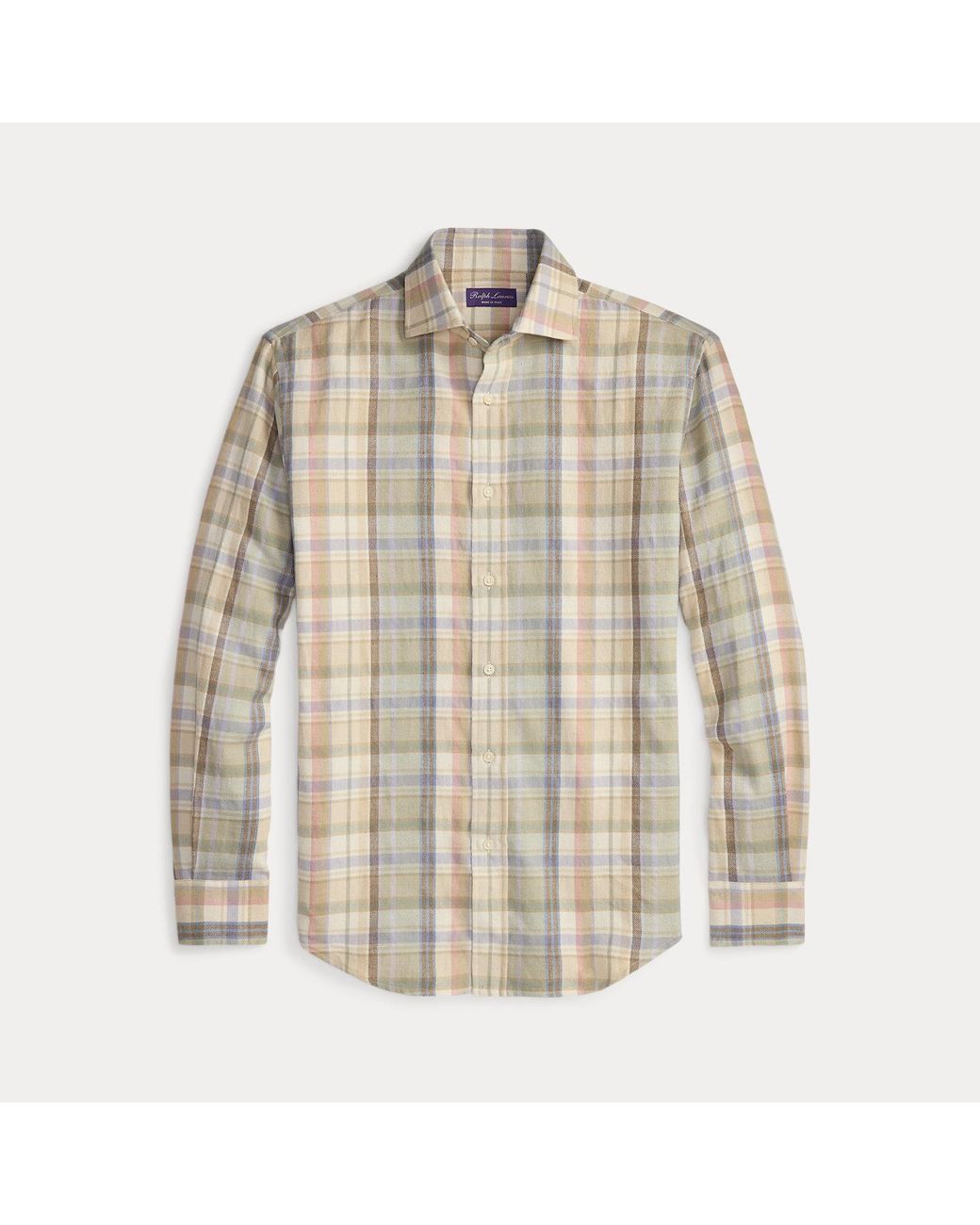 Ralph Lauren Natural Plaid Hemp-Cotton Shirt for men