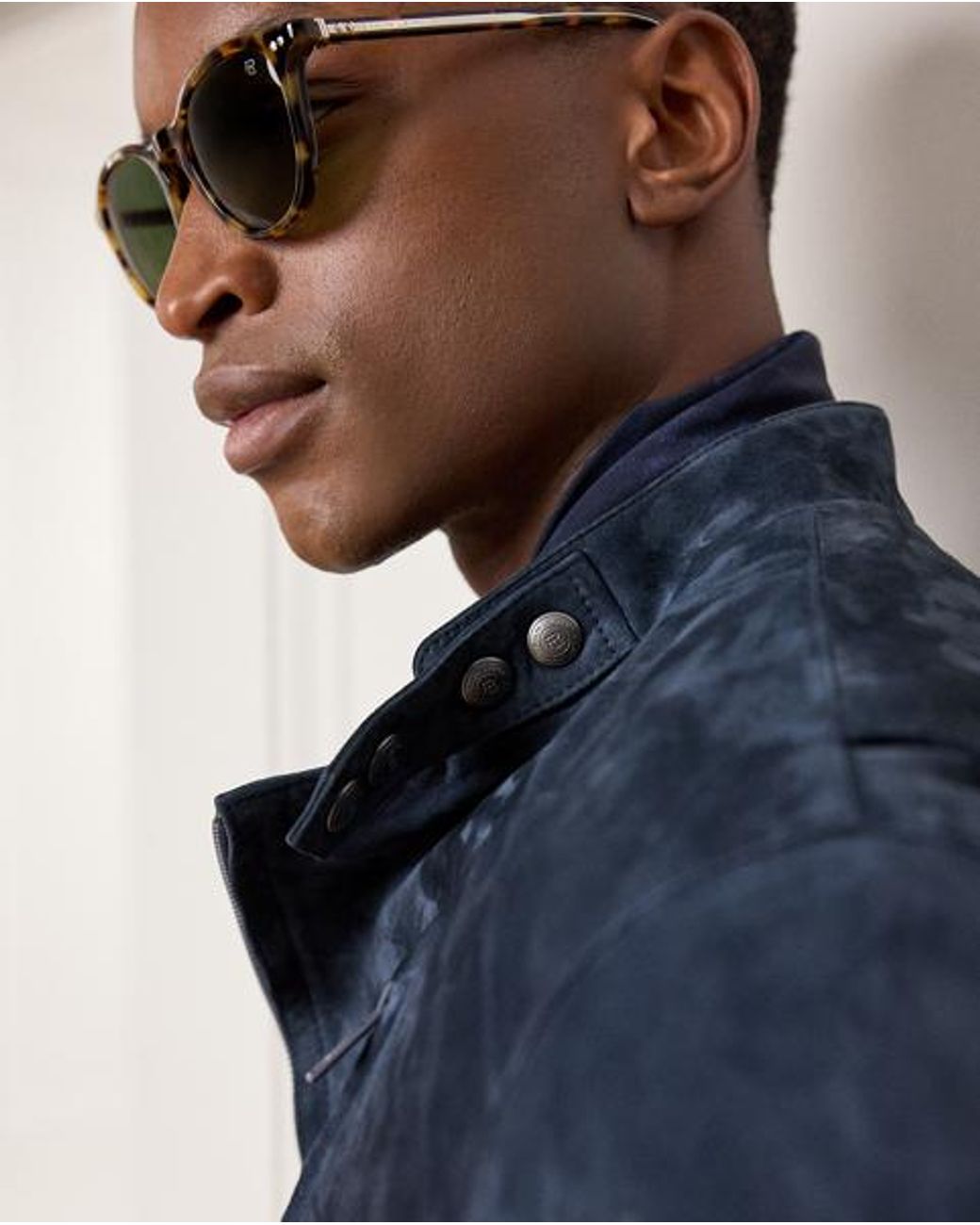 Ralph Lauren Blue Suede Moto Jacket for men