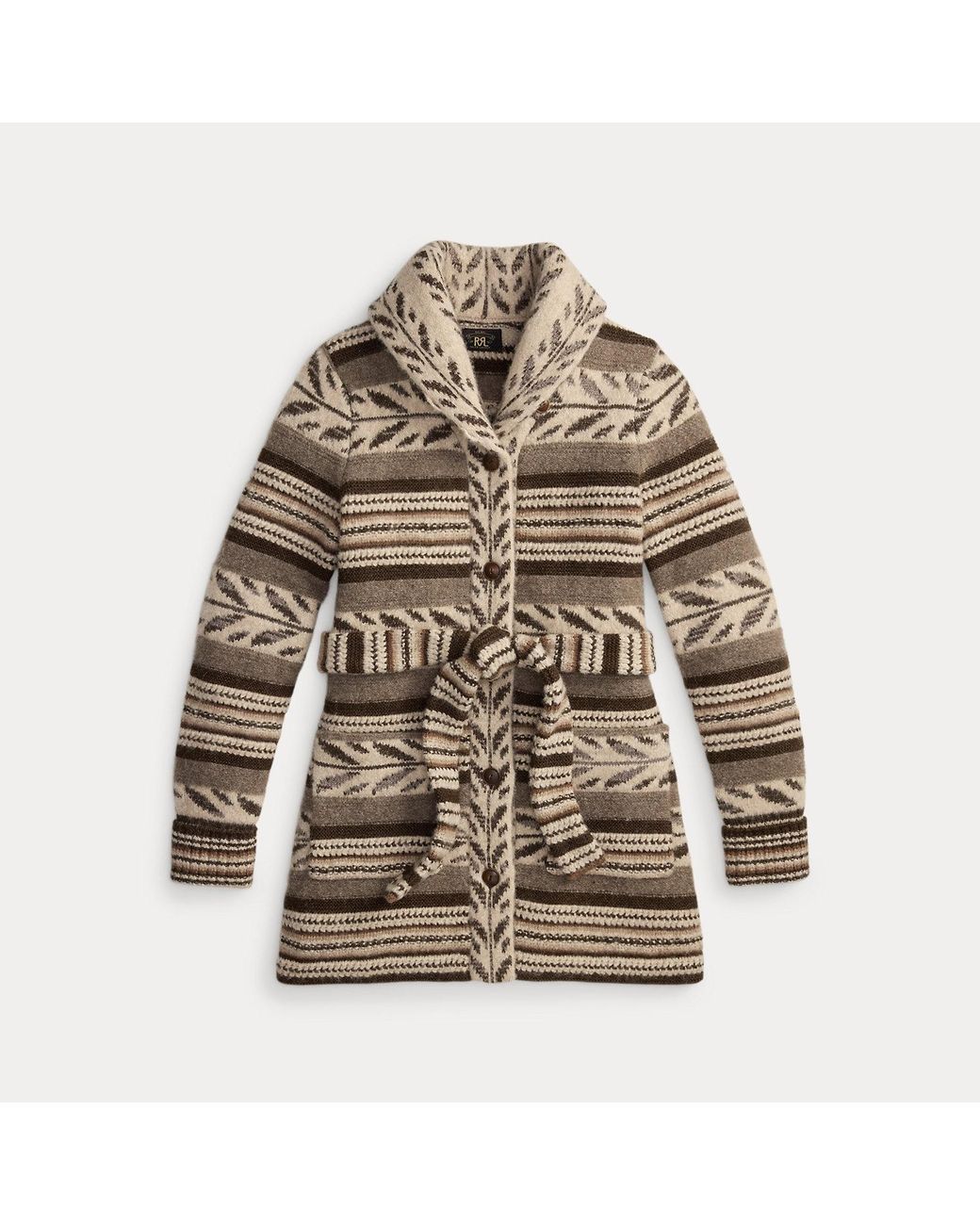 RRL Gray Striped Wool-Blend Cardigan