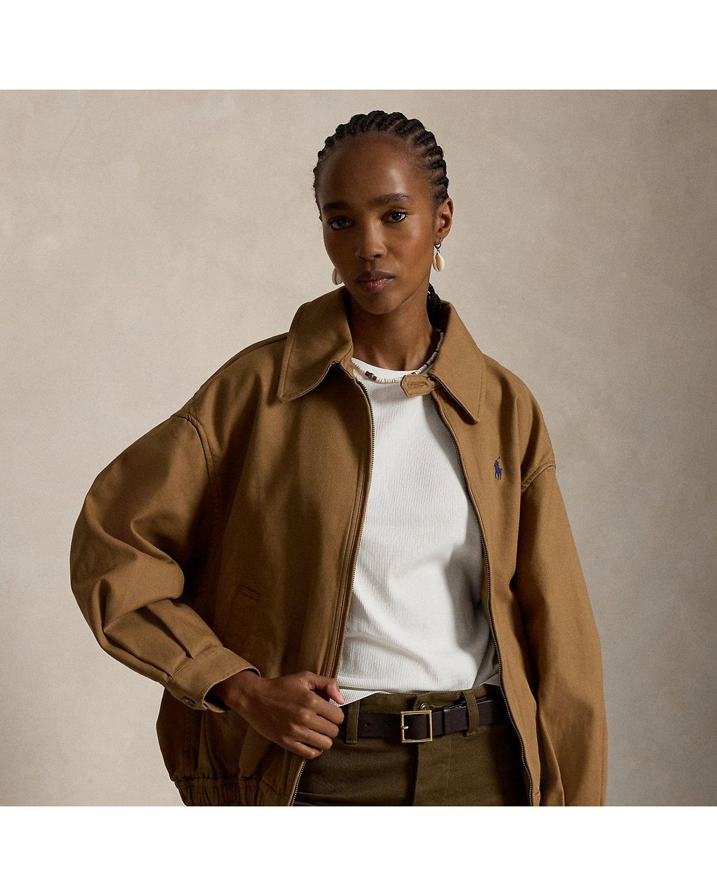 Polo Ralph Lauren Brown Oversize Cotton Windbreaker