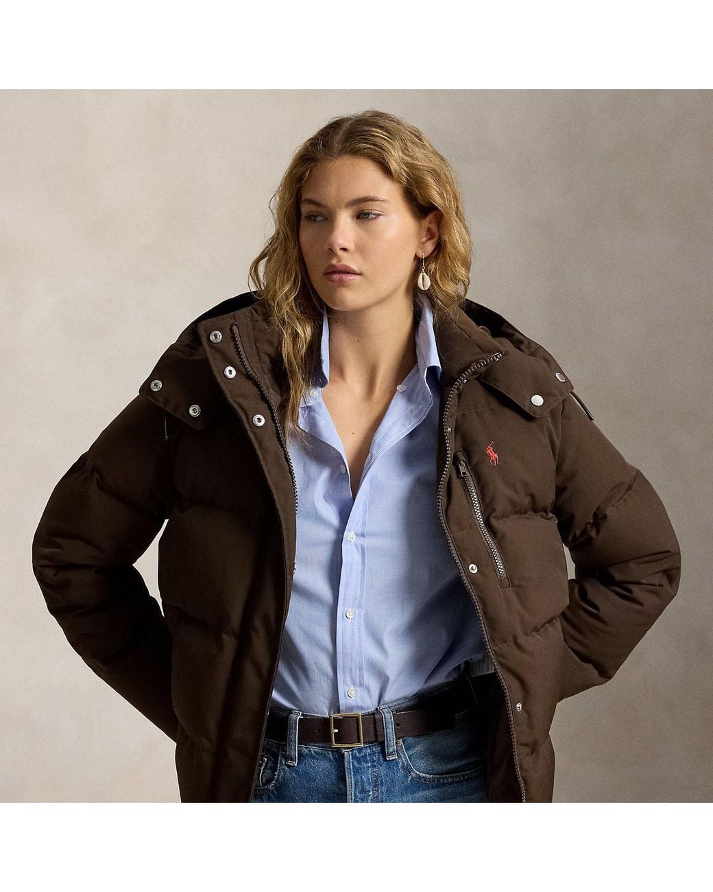 Polo Ralph Lauren Brown Mid-Weight Down Puffer Jacket