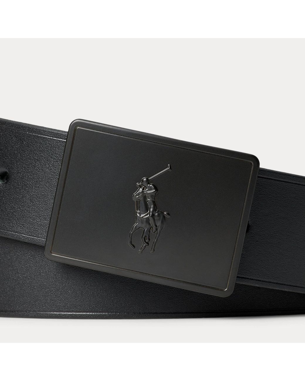 Polo Ralph Lauren Black Polo Plaque Buckle Belt for men