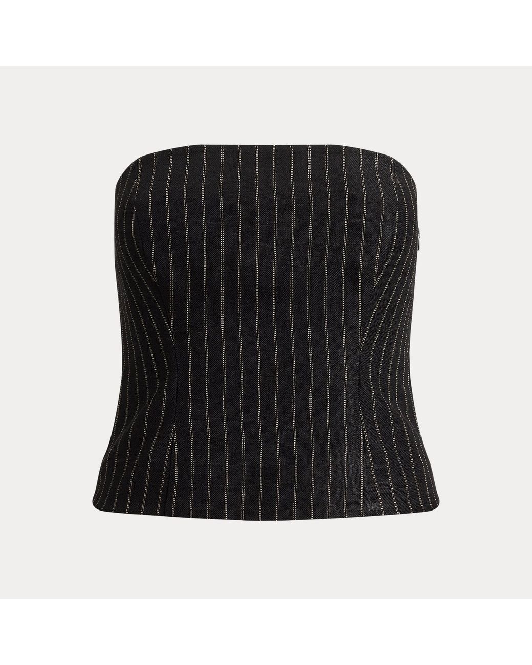 Ralph Lauren Black Chalk-Stripe Linen Canvas Bustier